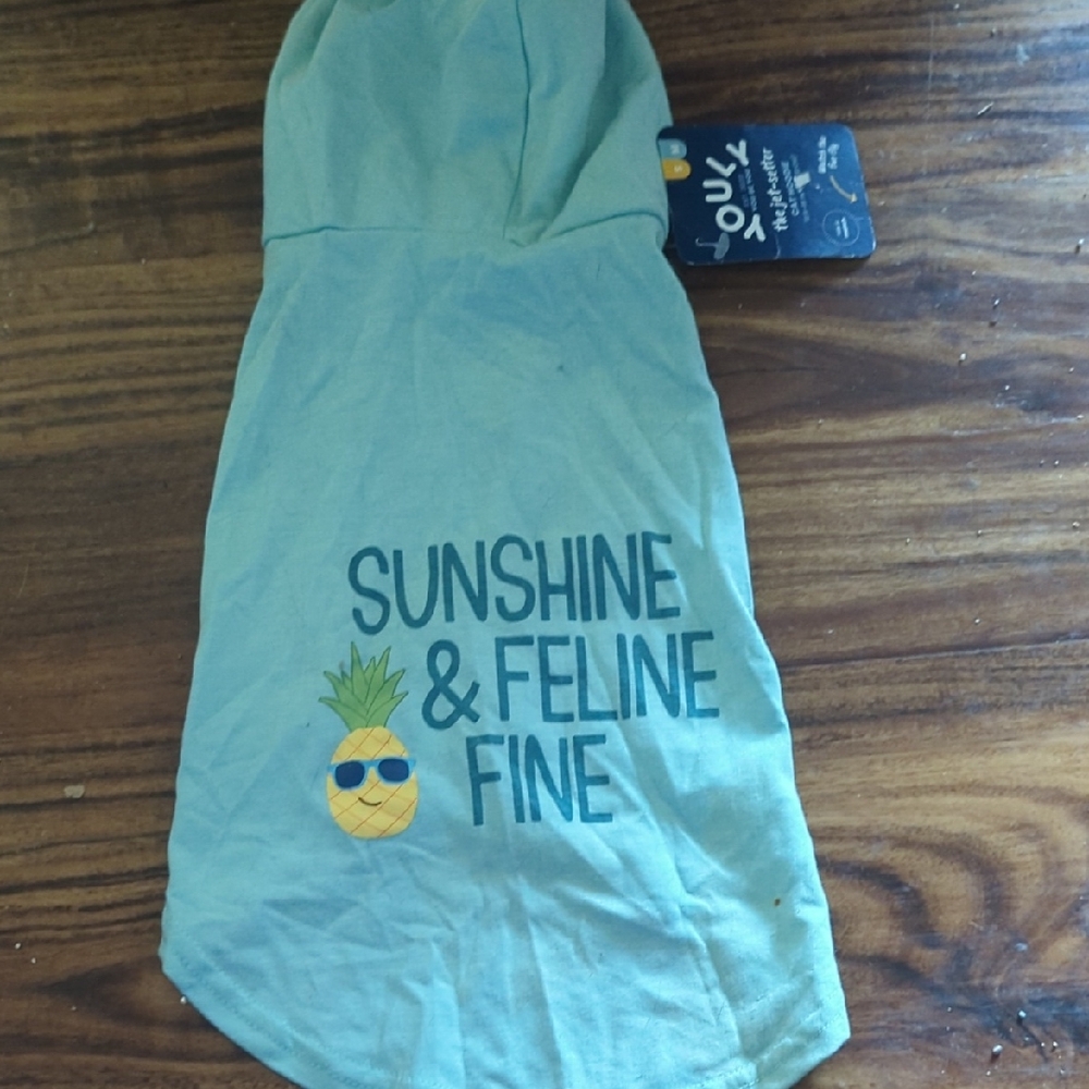 Youly Sunshine & Feeling Fine Pineapple Cat Hoodie New S/M